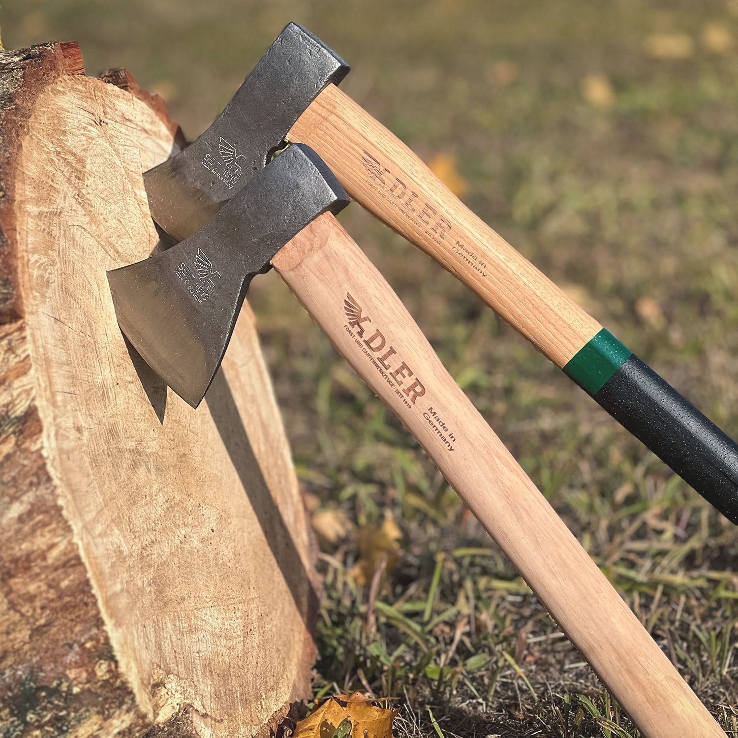 Forged Throwing Hatchet | Made in Germany by Adler Green Stripe, image size:1500x1500
