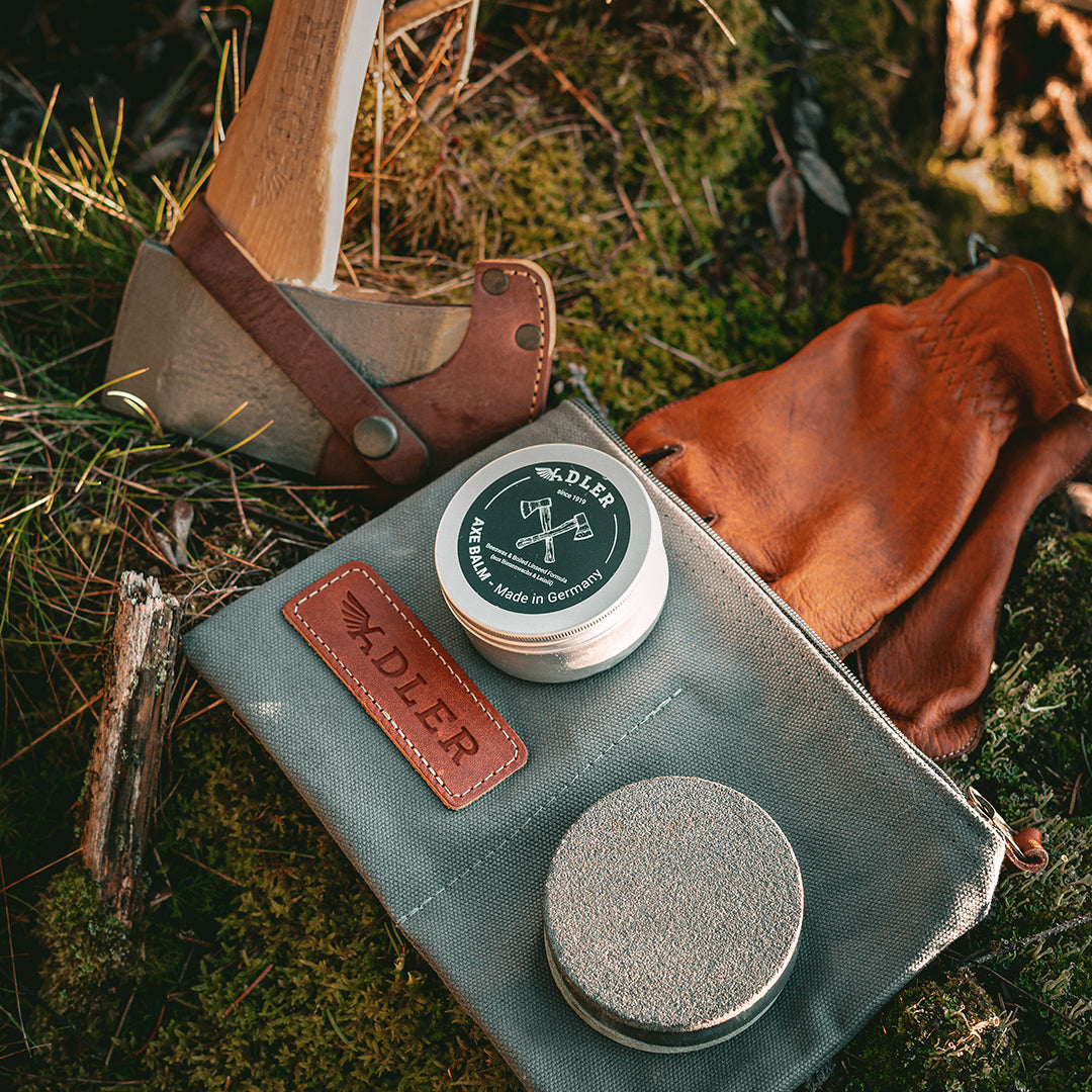 Axe Utility Set (incl. Dual Axe Sharpener, Axe Balm & Pouch)